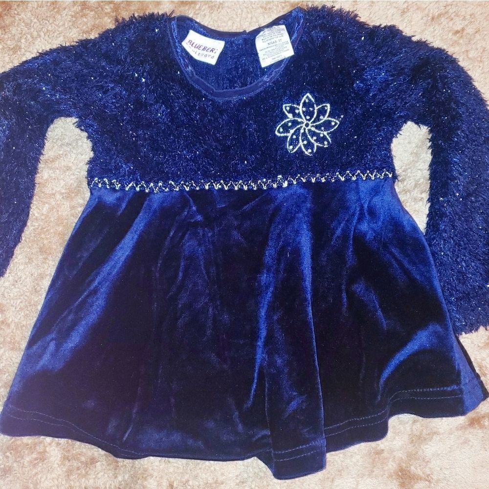 Girl's velour blue dress